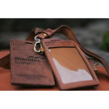 Mivaso GANTUNGAN ID CARD NAME TAG HOLDER KULIT ID CARD HOLDER CUSTOM NAMA & INSTANSI PERUSAHAAN