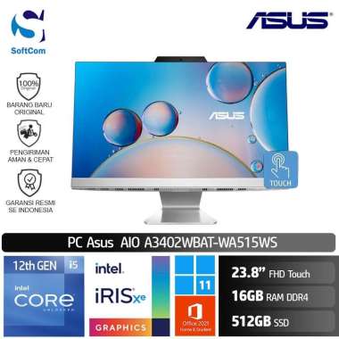 PC Asus AIO A3402WBAT WA515WS Desktop PC [Core i5-1235U/16GB/512GB SSD/23.8" FHD Touch/W11+OHS]