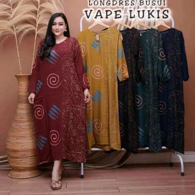Longdress kancing busui terbaru lukis dress wanita kekinian dress muslim adem murah