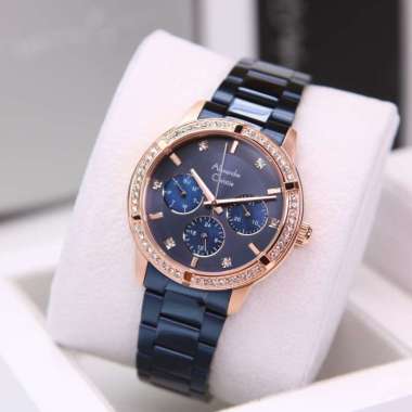 JAM TANGAN WANITA ALEXANDRE CHRISTIE ORIGINAL AC 2A45 BF BLUE ROSEGOLD