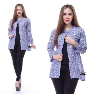BOLERO OUTER BATIK WANITA Modern BAJU KERJA kantor wanita biru putih K