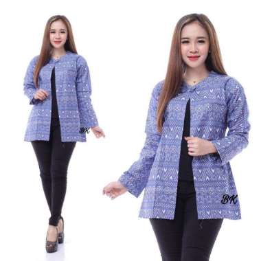BOLERO OUTER BATIK WANITA Modern BAJU KERJA kantor wanita biru putih T