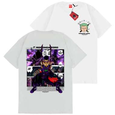 SAKAZUKI Kaos Baju Anime RORONOA ZORO MANGA ONE PIECE V1 PUTIH L