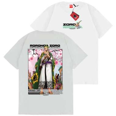 SAKAZUKI Kaos Baju Anime RORONOA ZORO MANGA ONE PIECE V5 PUTIH S