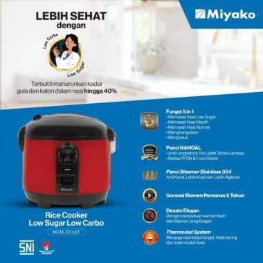 Miyako Magic Com Rice Cooker Low Carbo 1.8 Liter Panci Nanoal 5IN1 Khusus Penderita Diabetes MCM 721