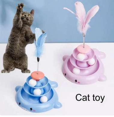 Cat Toy Track Ball Tower - Mainan Tower Desain Paus untuk Kucing