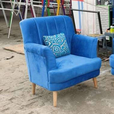 Sofa Retro Minimalis Sandaran Tinggi Model Garis 2 Seater + 1 Seater 1 Seater