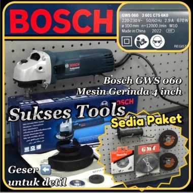 Bosch - Mesin Gerinda Tangan 4" Angle Grinder GWS 060 GWS060 - Acc. Standar, Tanpa Handle +Potong Granit
