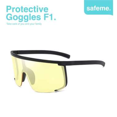 Kacamata Sepeda Gowes Wanita Pria Anti UV 100% Sport Safety Goggles F1 Black Yellow