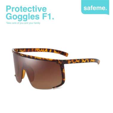 Kacamata Sepeda Gowes Wanita Pria Anti UV 100% Sport Safety Goggles F1 Leopard Brown
