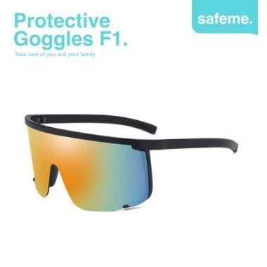 Kacamata Sepeda Gowes Wanita Pria Anti UV 100% Sport Safety Goggles F1 Black Rainbow