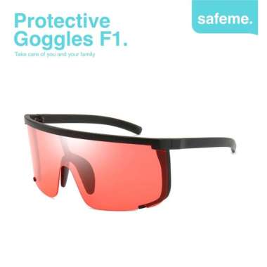 Kacamata Sepeda Gowes Wanita Pria Anti UV 100% Sport Safety Goggles F1 Black Red