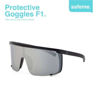 Kacamata Sepeda Gowes Wanita Pria Anti UV 100% Sport Safety Goggles F1 Black Silver