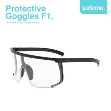 Kacamata Sepeda Gowes Wanita Pria Anti UV 100% Sport Safety Goggles F1 Black Clear