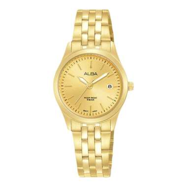 Jam Tangan Wanita Alba Prestige AH7CE6X1 Ladies Gilt Dial Gold Stainless Steel Strap [Machtwatch]