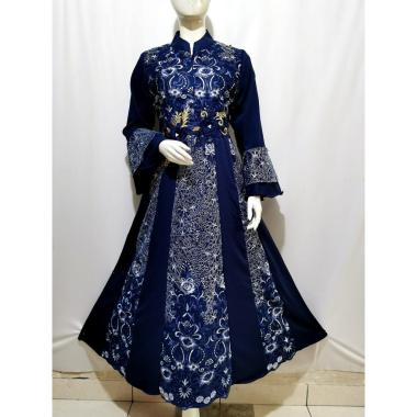 Gamis Johra/Baju Gamis Brukat Tile Dewasa Gamis Brukat Pesta Gamis Premium Fashion Muslim XL NAVY