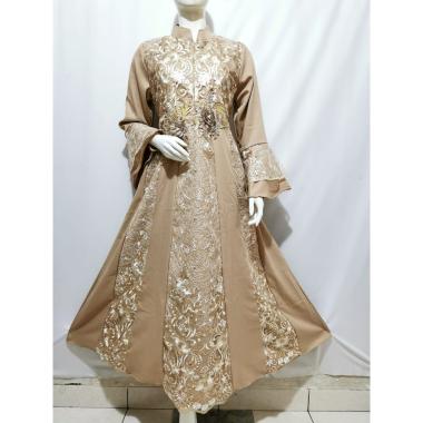 Gamis Johra/Baju Gamis Brukat Tile Dewasa Gamis Brukat Pesta Gamis Premium Fashion Muslim XXL MOCCA