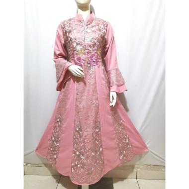 Gamis Johra/Baju Gamis Brukat Tile Dewasa Gamis Brukat Pesta Gamis Premium Fashion Muslim XXL DUSTY 