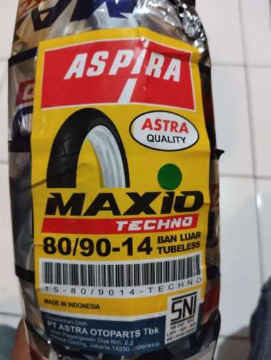 Paketan Ban ASPIRA 80/90-14 & 90/90-14 MAXIO TECHNO BEAT, MIO, VARIO MATIC TUBELESS