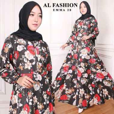 Gamis Katun Jepang Batik Bunga Original Hitam