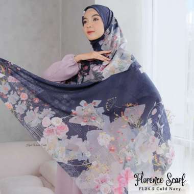 Hijabwanitacantik - Florence Scarf | Hijab Voal Segiempat Printing Premium Cold Navy