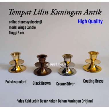 Tempat Lilin Sayap KUNINGAN Candle Wings Panjang 6 cm Unyil pendek Polish Standard