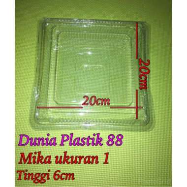 harga/pcs PLASTIK MIKA UKURAN 1 box kotak mika plastik lipat staples bening tempat bolu kecil