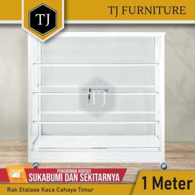 Cahaya Timur Rak Etalase Kaca 1m / Rak Display Toko Roda / Etalase Warung Ukuran 1 Meter KHUSUS SUKA