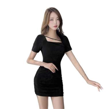 Mini Dress sexy lengan pendek Gaya Korea wanita model terbaru - Jfashion Nandita marun