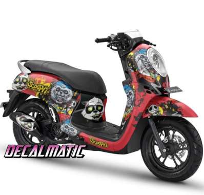 Stiker Full Body + Decal Dashboard Honda Scoopy 2012 - 2023 Panda Zombie 2012-2016