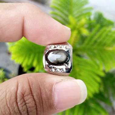 Cincin Monel Batu Natural Golden Black Sapphire / Safir / Bangsing