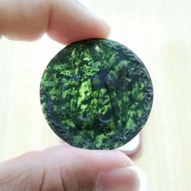 Liontin Batu Natural Giok Black Jade / Serpentine Ukir Lafadz ALLAH