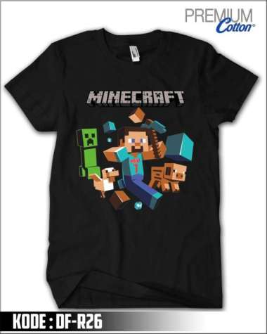 Kaos Minecraft Premium Cotton Baju Anak Minecraft #DF-R26 9-10 tahun