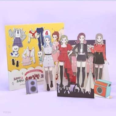 mainan boneka bongkar pasang buku / dress up paper doll book korea Multicolor