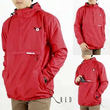 Jaket Cagoule Jumbo / Jaket JUmbo Pria / Jaket Taslan Waterfroop Size M,L,XL,XXL,XXXL MERAH M