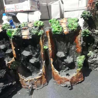 TEBING AIR TERJUN SIAP PAKAI UKURAN SEDANG HIASAN AQUARIUM AQUASCAPE Multicolor