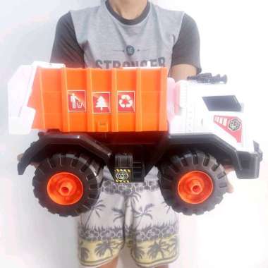Mainan Mobil Truk Sampah Uk Jumbo - Mobil Truck Kebersihan Besar Anak Orange