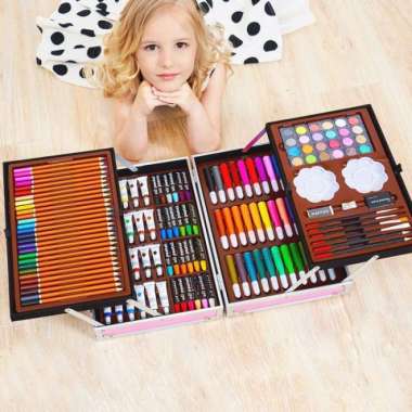 Crayon Art Set / Koper Set Crayon Mewarnai Anak / Alat Lukis Anak Multicolor