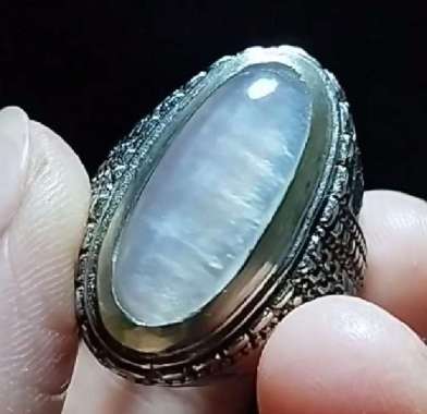 Akik Cincin Batu Pandan Semu Nanas Kapas Sutra Merah Lumut Oli Antik30