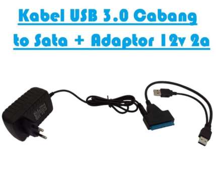 Kabel Usb 3.0 Cabang to Sata New + Adaptor 12v 2a