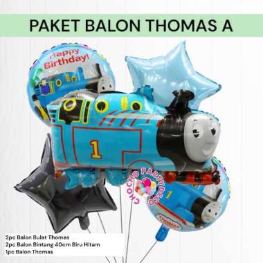 Paket Balon THOMAS A / Dekorasi Ulang Tahun Thomas Train Kereta Api Paket Thomas A