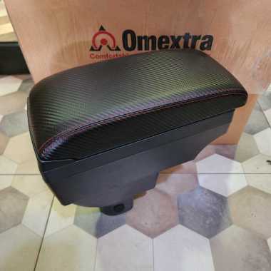 Omextra Armrest AVANZA XENIA Console Box Xenia Avanza thn 2012 to 2017 JAHIT MERAH REVO CARBON