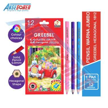 Aksesoren Pensil Warna Jumbo [Greebel Hexagonal-1812] / Perlengkapan Sekolah / Color Pencil / Alat T
