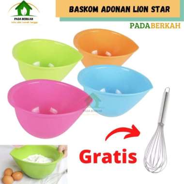 Baskom Adonan Egg Bowl Lion Star B-20 Plastik Gratis Kocokan Telur