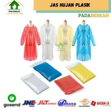 Jas Hujan Plastik Transparan Ponco Sekali Pakai Jas Hujan Kresek Random