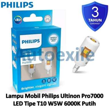 Philips Ultinon Pro7000 LED T10 W5W DC 12V Putih 6000K White Original Lampu Senja Kota Plat Interior