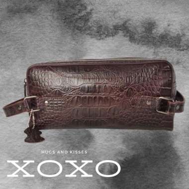 Mivaso Clutch - Handbag Pria Kulit Sapi Asli Kasual Brown buaya coklat asli