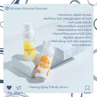 KALONEA Skincare Brightening Body Serum dan Brightening Peeling Spray Peeling Spray