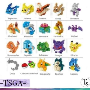 Mainan Balok Susun Edukasi Mini Brick nano block Pokemon Charmander Raichu