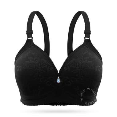 Wimiu BH Bra Wanita BH Tanpa Kawat Busa Tipis Motif Bunga Beha Perempuan Women Woman Bra 100179 Blac